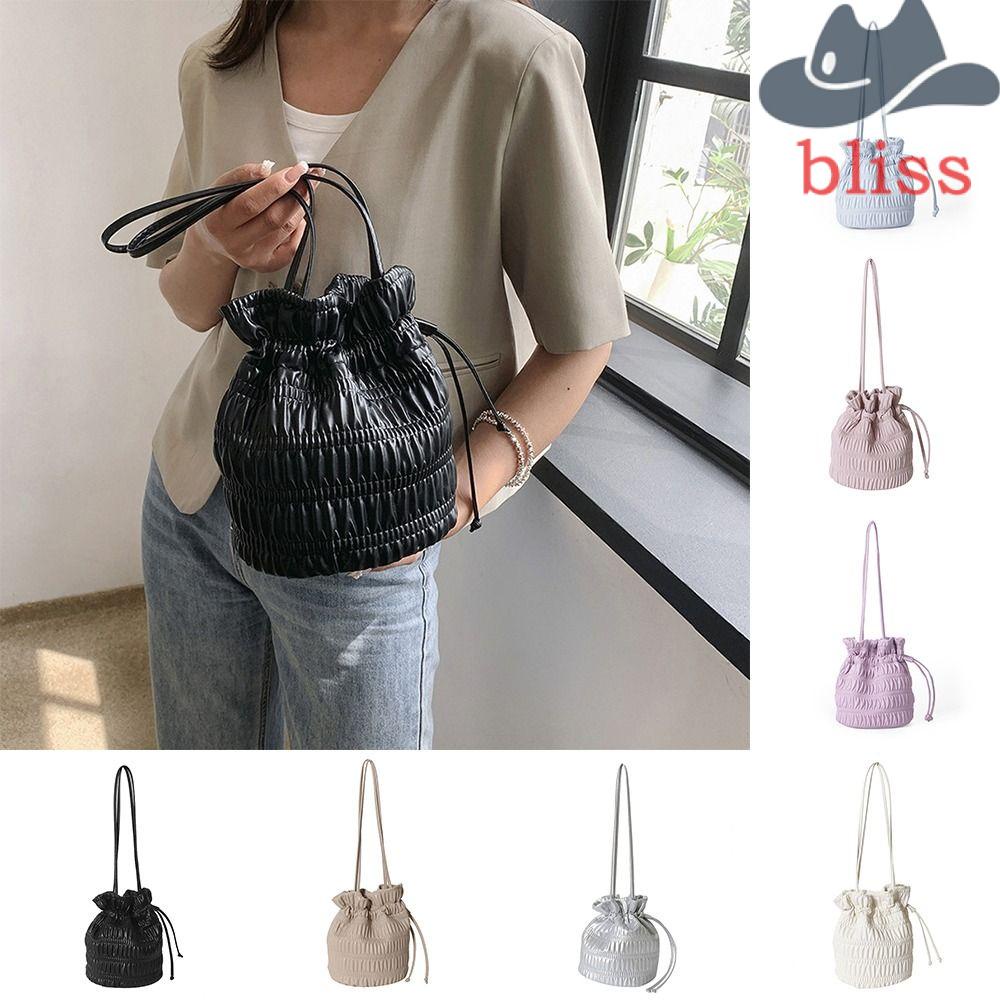 BLISS Túi Xách Da PU Kiểu Dây Rút Phong Cách Thời Trang Hàn Quốc Cho Nữ