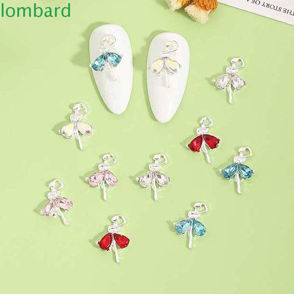 LOMBARD Bộ 10 Phụ Kiện Trang Trí Móng Tay Hình Cô Gái Múa Ba Lê Xinh Xắn