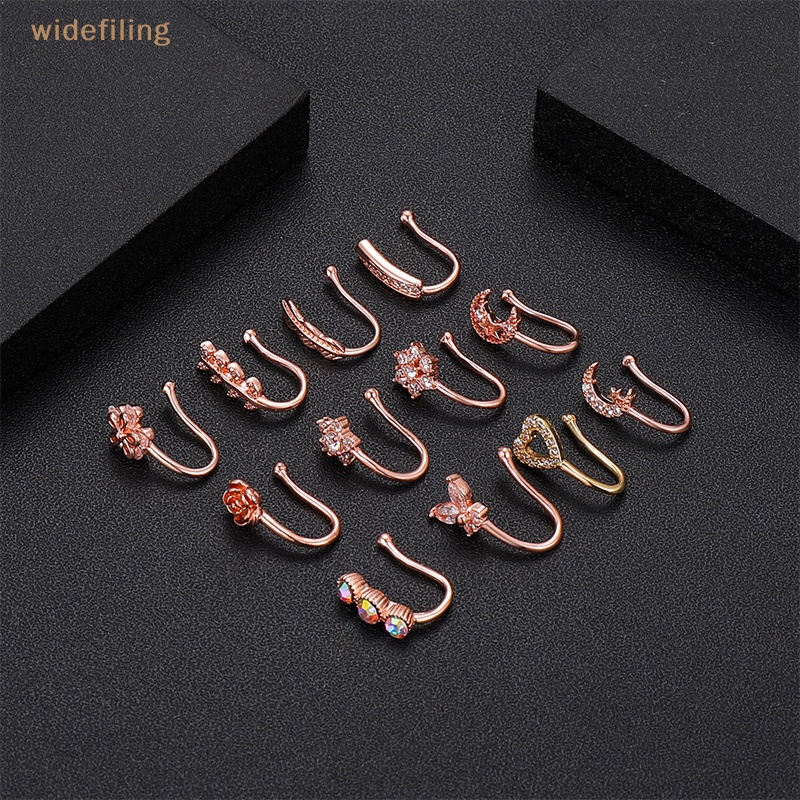 Khuyên Mũi Rộng Vành Hình Hoa Bướm Đính Pha Lê Không Cần Xỏ Sụn Tai