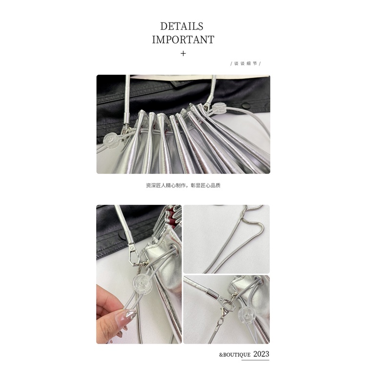 Túi Đeo Vai / Đeo Dưới Cánh Tay Quai Xích Xếp Ly Mới Cho Nữ