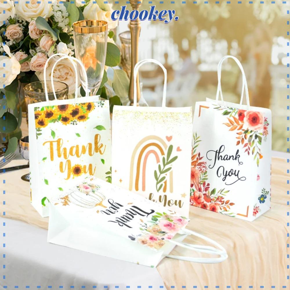 CHOOKEY Set 5 Túi Giấy Đựng Quà Họa Tiết Hoạt Hình In Chữ Thank You Độc Đáo Trang Trí Tiệc Cưới / Sinh Nhật