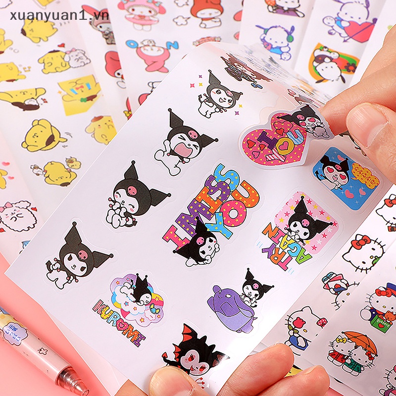 Xuan Set 4 Nhãn Dán Trang Trí Sổ Tay Hình Anime Cún Kulomi Pacha Dog HelloKitty Tamagwei Melody Dễ Thương