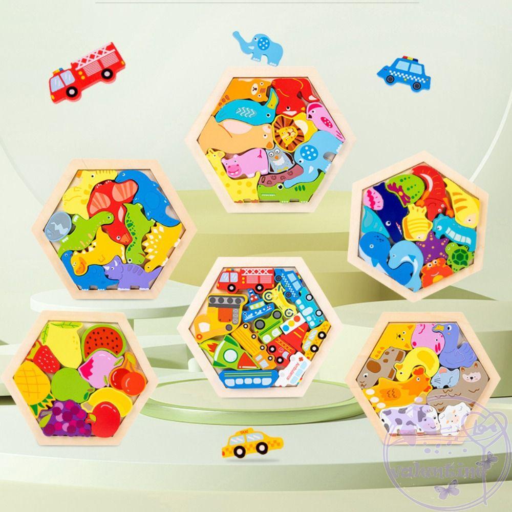 AVALENTINE Bộ Đồ Chơi Xếp Hình Bằng Gỗ Nhiều Màu Sắc Dễ Thương Cho Bé Mẫu Giáo