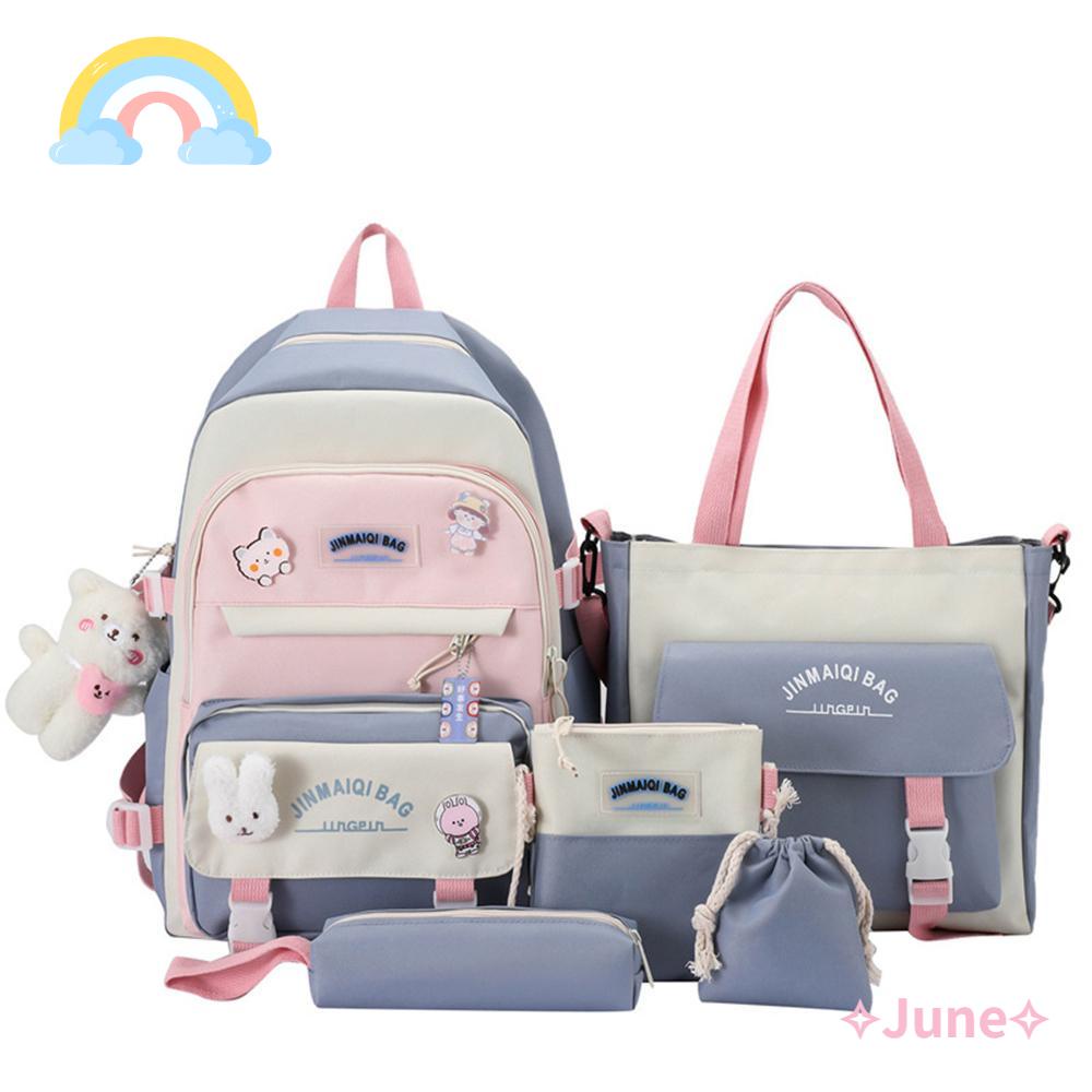 JUNE Set Ba Lô Túi Ví Dễ Thương Cho Nữ