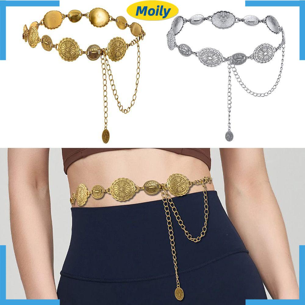 MOILYVN Thắt Lưng Dây Xích Kim Loại Màu Vàng / Bạc Phong Cách Boho Phương Tây Điều Chỉnh Được Cho Đầm / Quần Jean / Áo Len