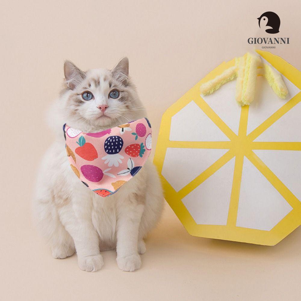 GIOVANNI Yếm Ăn Bằng Polyester Mềm Hình Tam Giác In Họa Tiết Trái Cây Có Thể Giặt Rửa Cho Thú Cưng