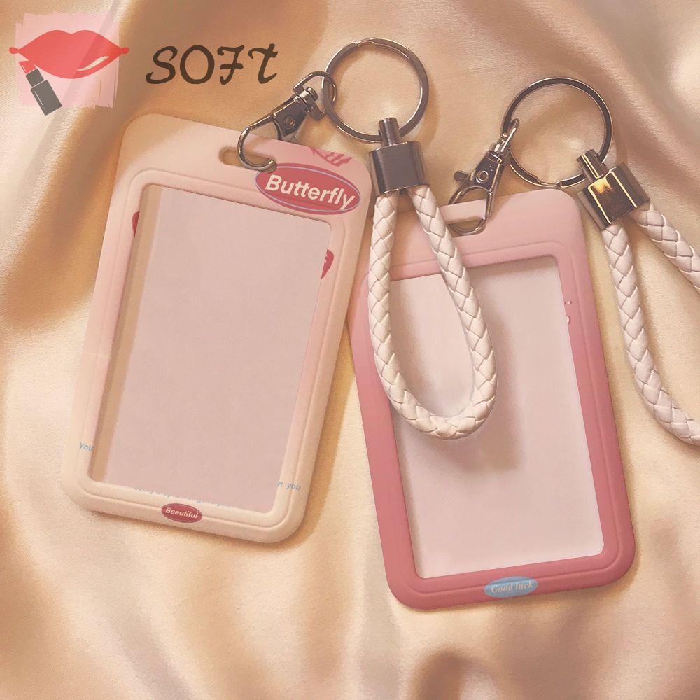 SOFTNESS Ví Đựng Thẻ Bằng Nhựa Họa Tiết Hoạt Hình Dành Cho Học Sinh