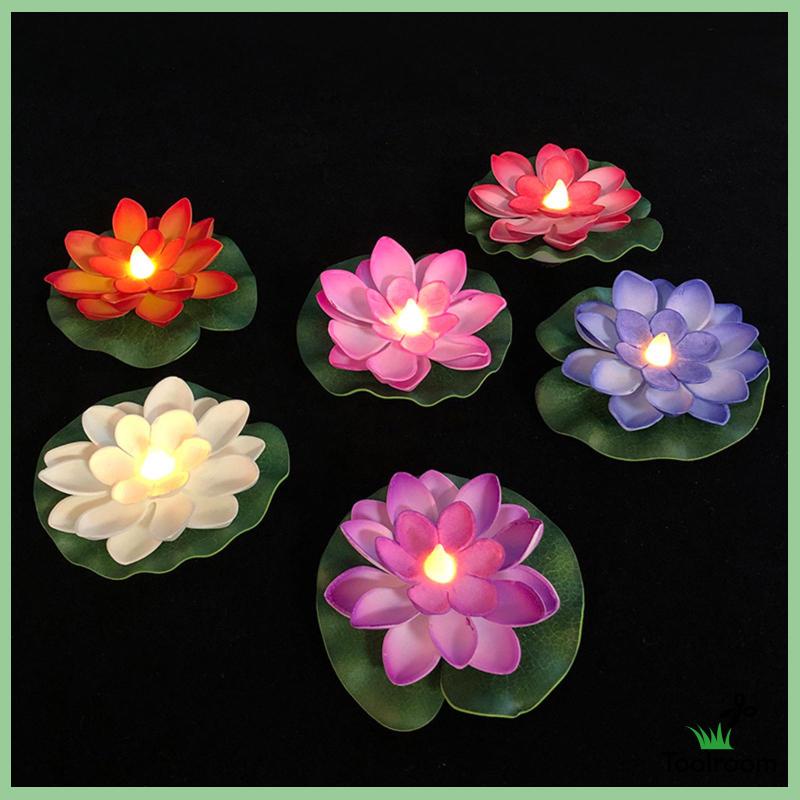 Set 6 Đèn LED Nổi Hình Hoa Sen Nhiều Màu Sắc Trang Trí Sân Vườn