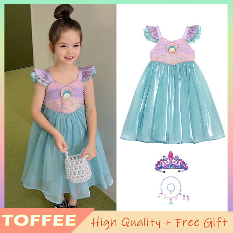 Đầm Hóa Trang Nàng Tiên Cá Tay Ngắn Xinh Xắn Cho Bé Gái
