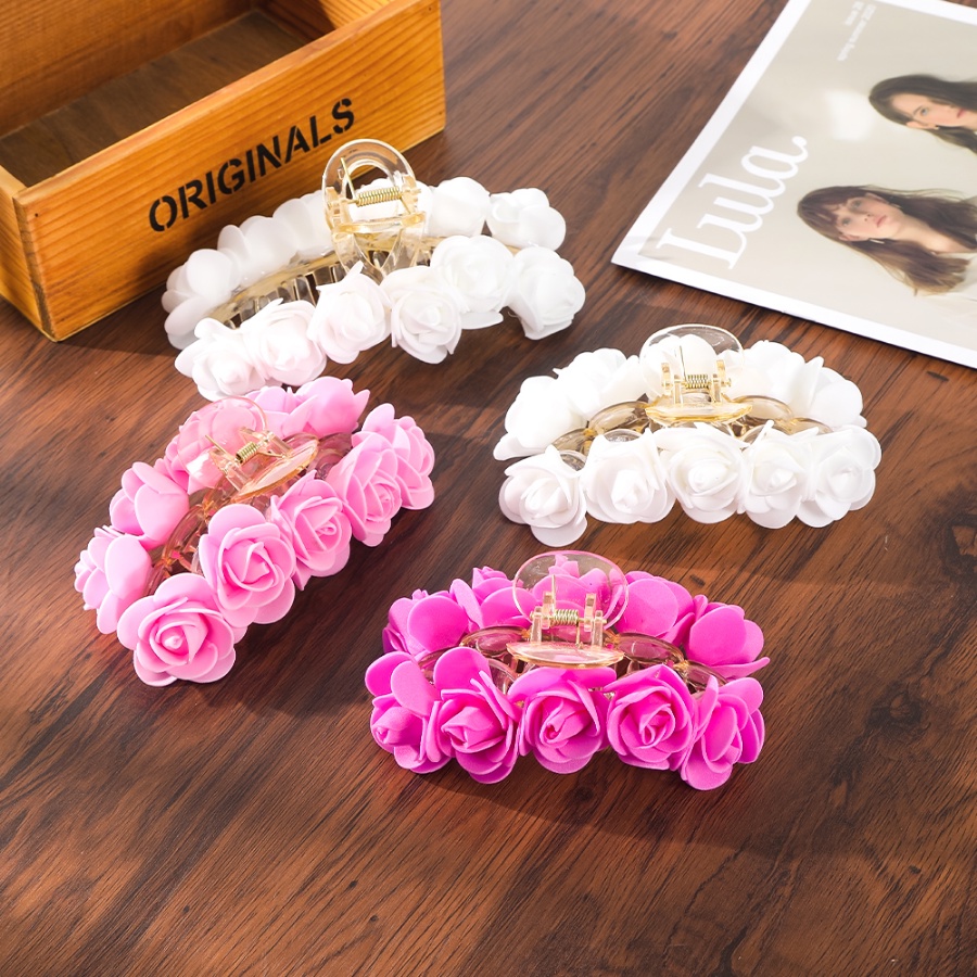 Kẹp Tóc Hoa Hồng Chất Liệu Acrylic Thời Trang Cho Nữ