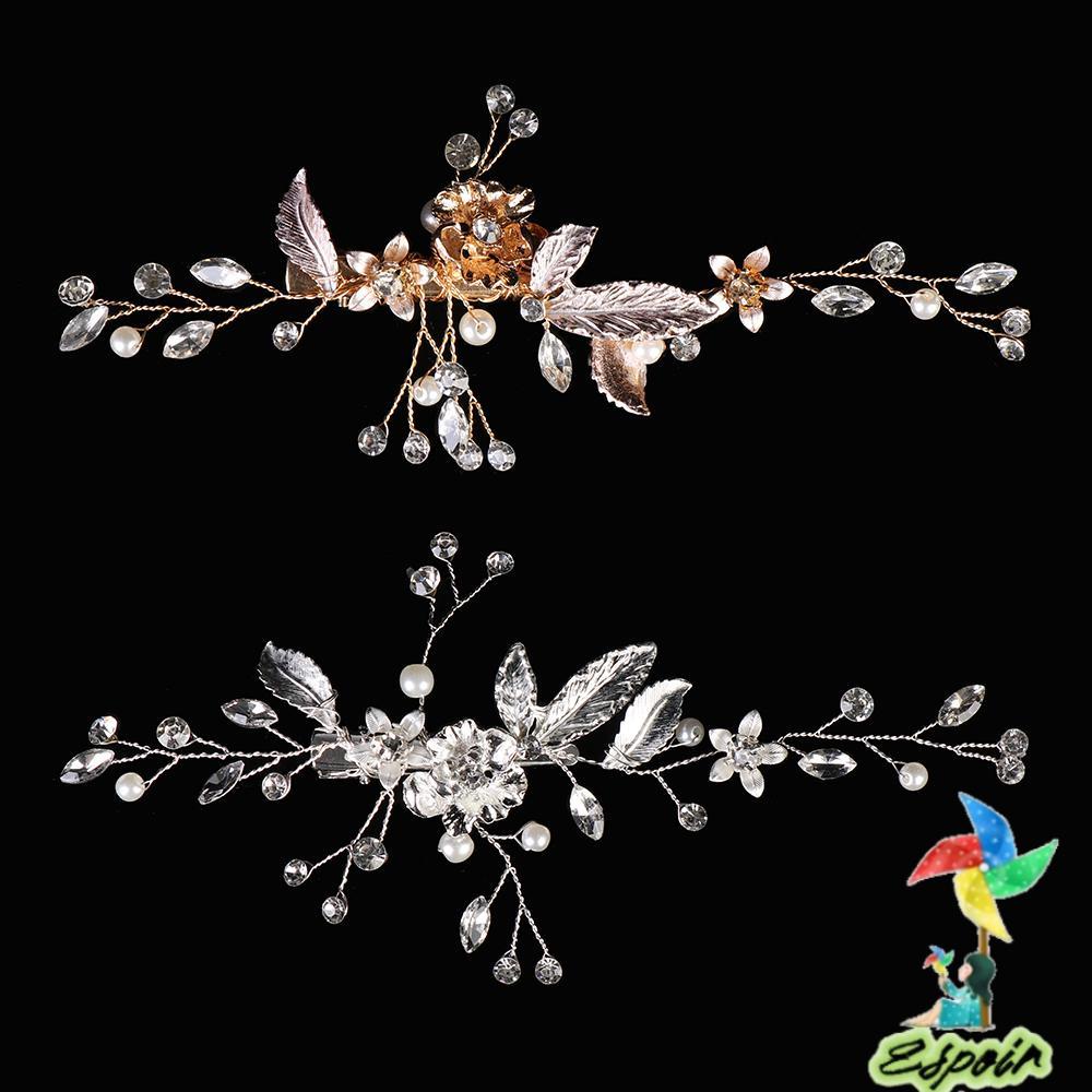 ESPO Trâm Cài Tóc Hình Hoa Bằng Hợp Kim Màu Vàng / Bạc Cho Cô Dâu