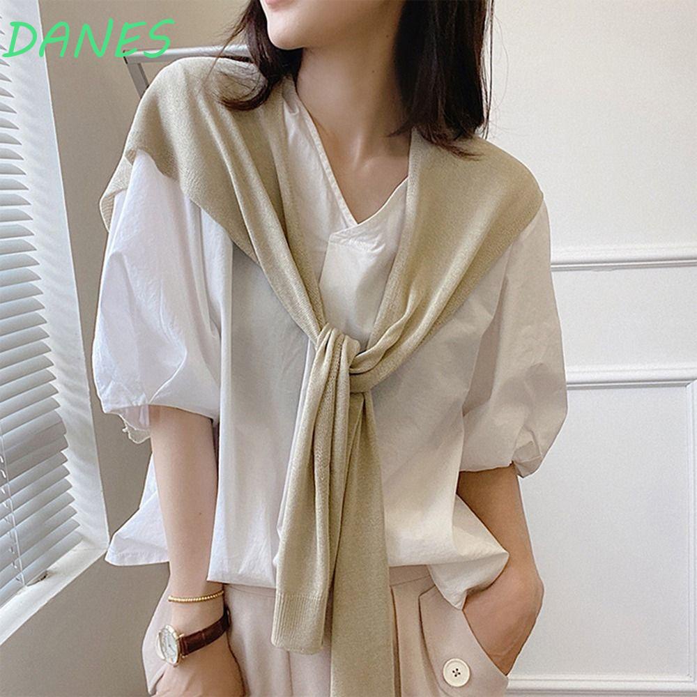 DANES Khăn Choàng Cổ Dệt Kim Chống Nắng Màu Sắc Trơn Phong Cách Hàn Quốc Dễ Phối Đồ