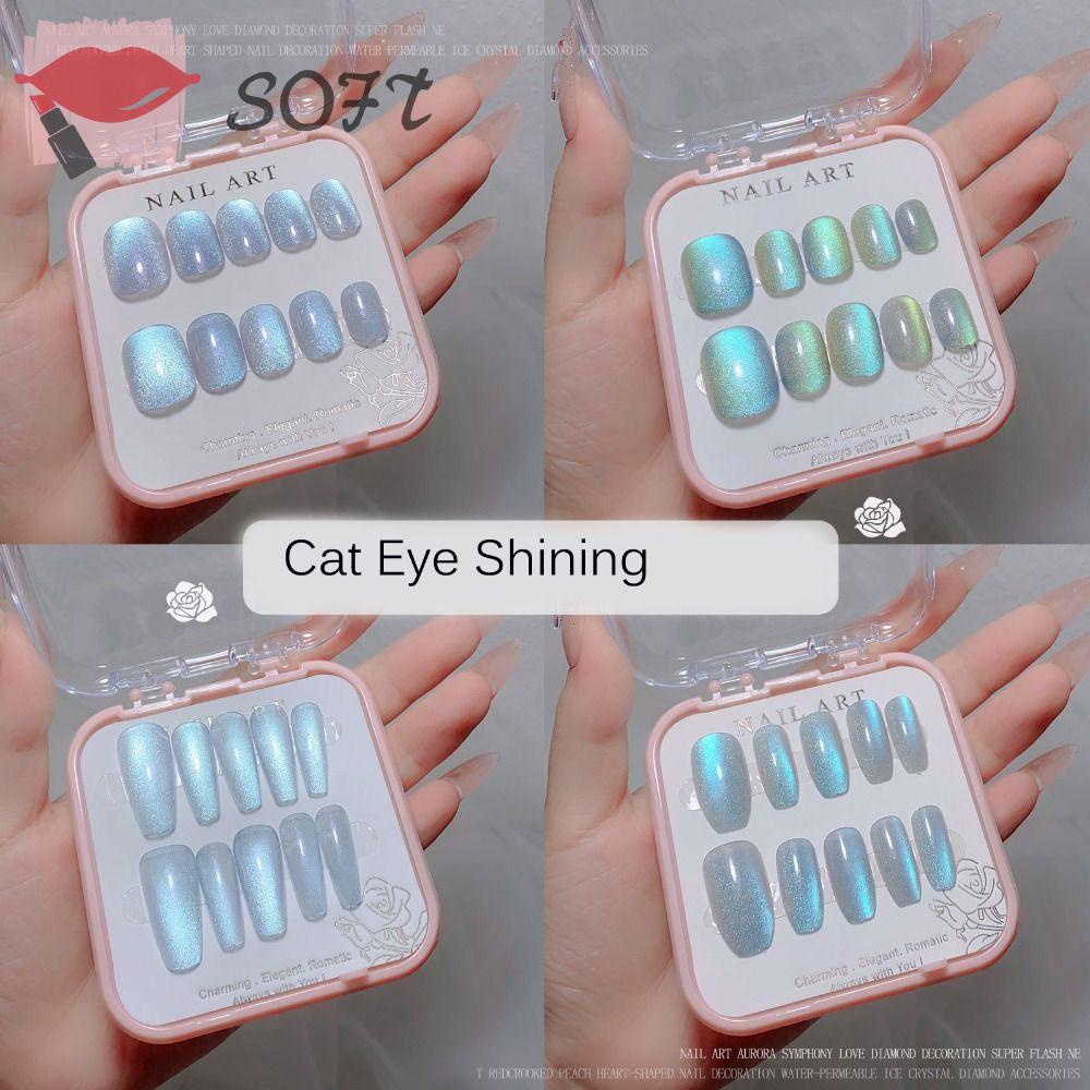 SOFTNESS Móng Tay Giả Pha Lê Lấp Lánh Có Thể Tháo Rời Cho Salon