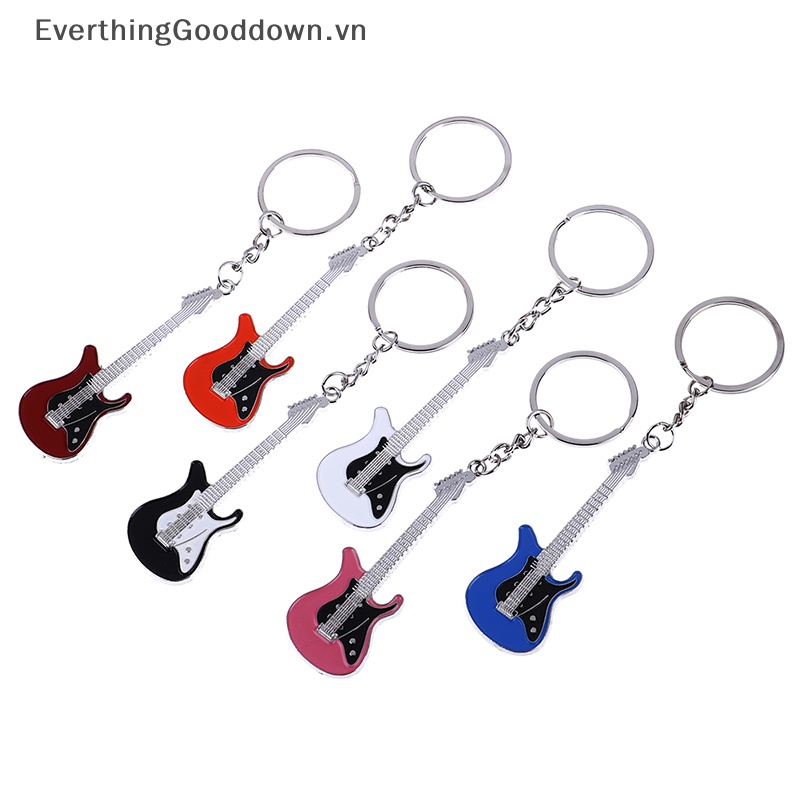 Everthinggooddown Móc Khóa Hình Đàn guitar Điện mini Bằng Kim Loại Sáng Tạo