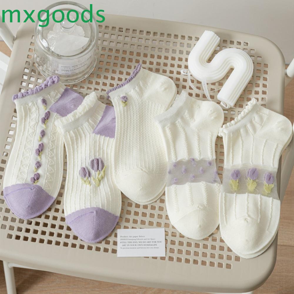 MXGOODS Tất Cotton Lụa Trong Suốt Siêu Mỏng Thoáng Khí Chống Ma Sát Thời Trang Mùa Hè