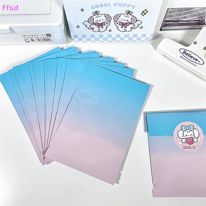 {Ffsd} Set 10 Túi Zip Lõi Nhôm Phẳng Di Động Đựng Trang Sức Màu Xanh Dương Hồng Gradient Có Thể Tái Sử Dụng * Bán Chạy
