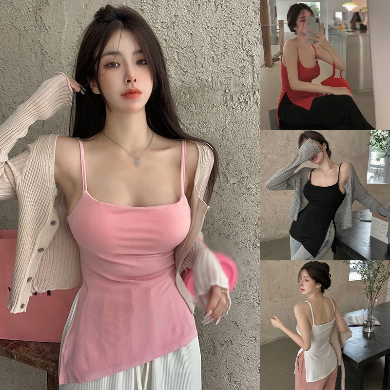 Áo Croptop Hai Dây Hở Lưng Màu Sắc Trơn Thời Trang Mùa Hè Cho Nữ