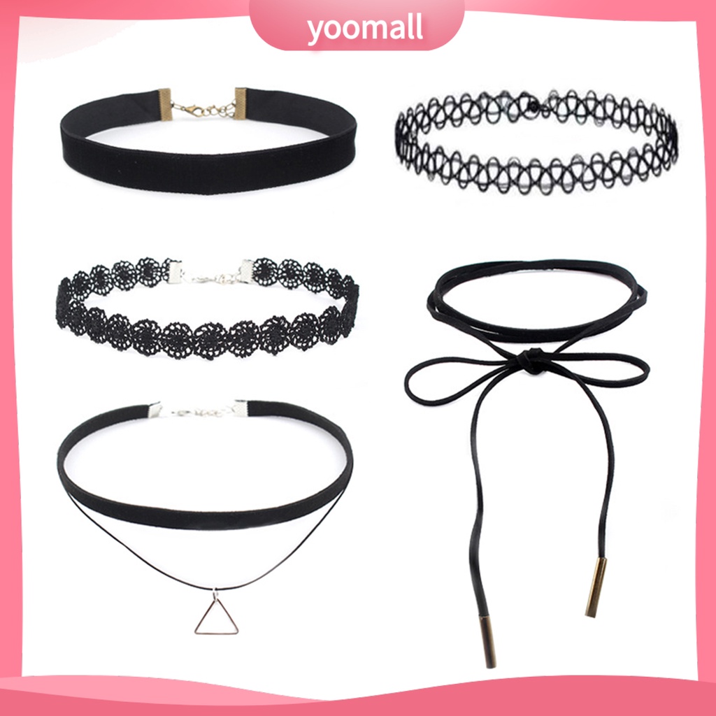 Set 5 Vòng Cổ Choker Chất Liệu Nhung Mềm Mại Thời Trang Cho Nữ
