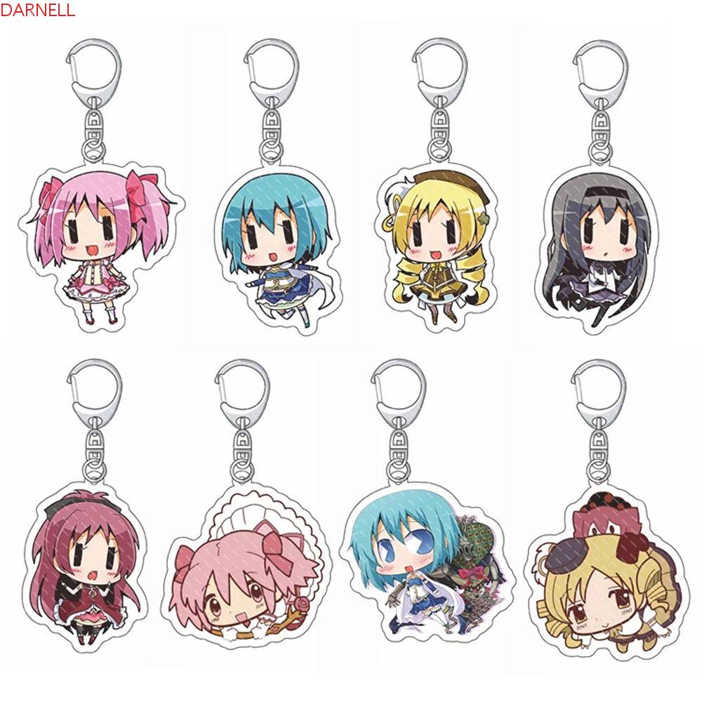 DARNELL Móc Khóa Acrylic Hai Mặt Họa Tiết Hoạt Hình Anime