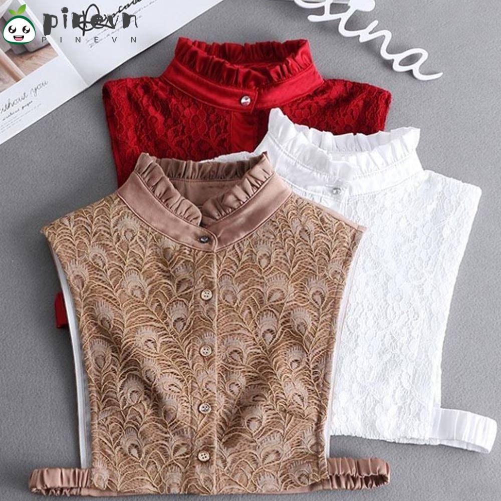 PINEVN Cổ Áo Sơ Mi Giả Bằng Cotton Phong Cách Cổ Điển Cho Nữ