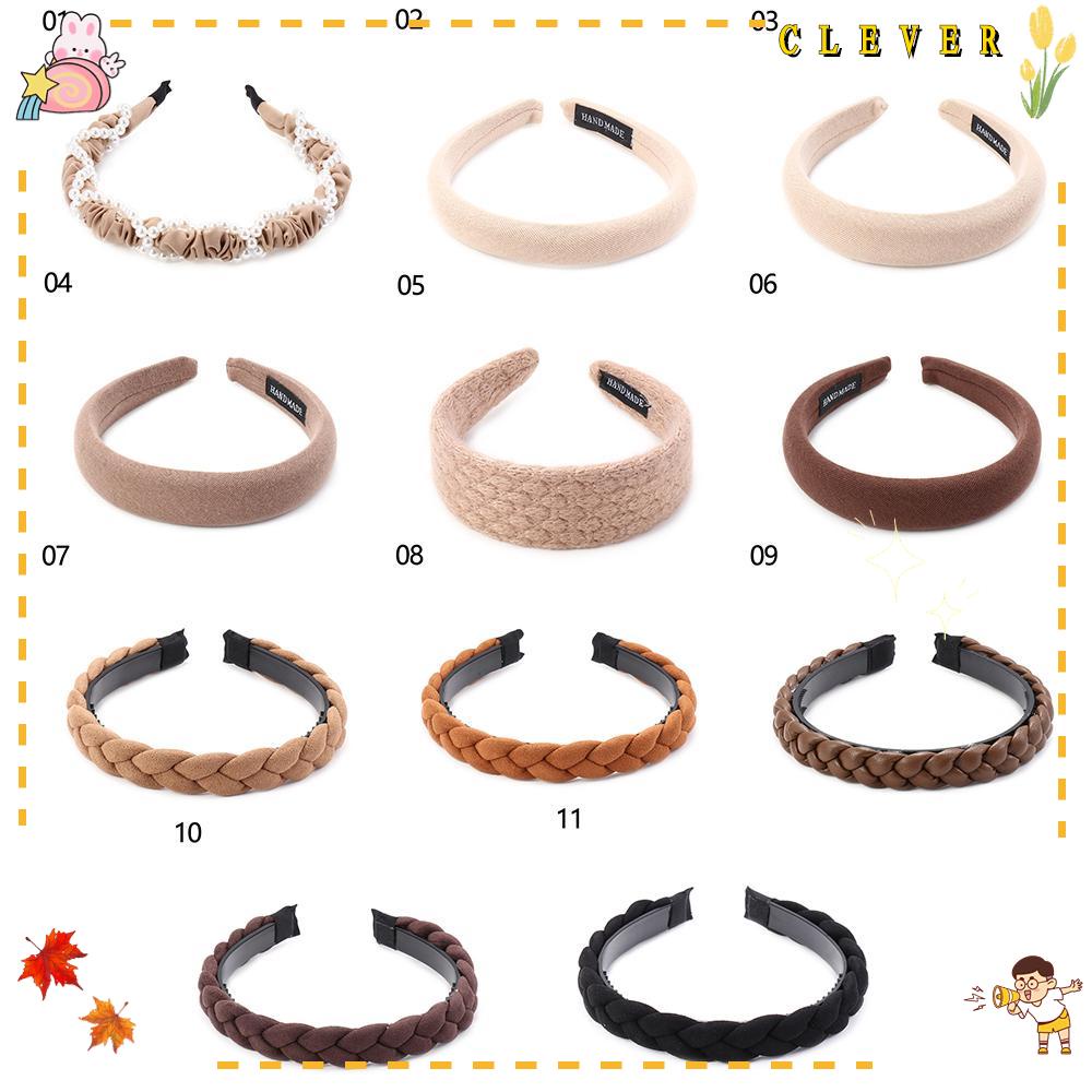 CLEVER Băng Đô Vải Dày Bản Rộng Họa Tiết Kẻ Sọc Thời Trang Thu Đông Cho Nữ