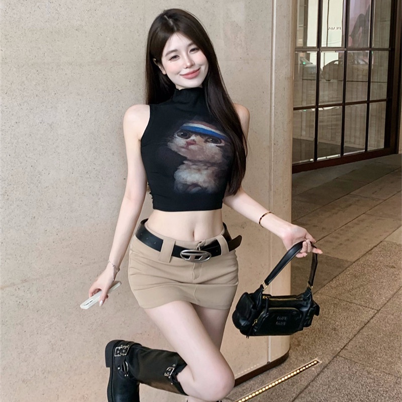 Áo Croptop Sát Nách Cổ Tròn Ôm Dáng Quyến Rũ Hợp Thời Trang