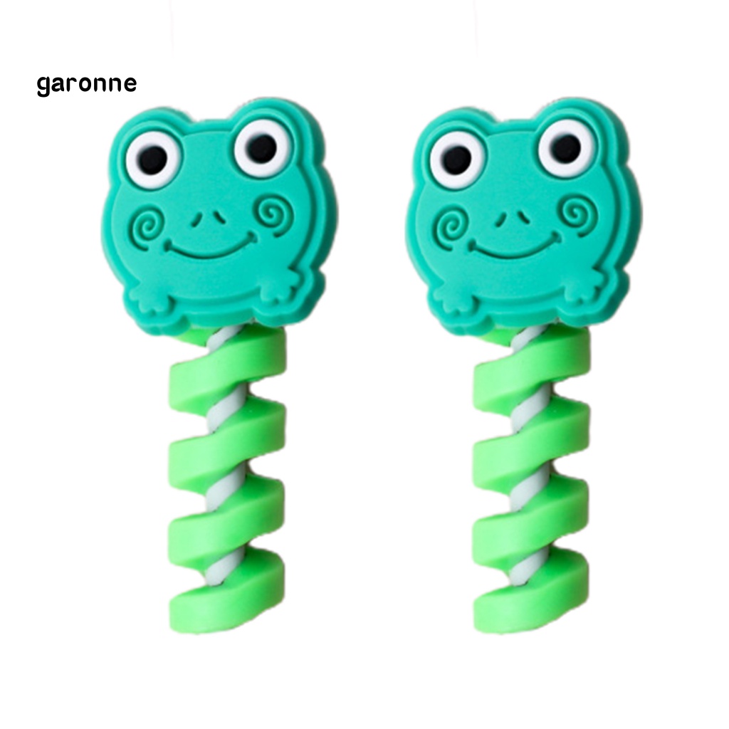 Set 2 Phụ Kiện Bảo Vệ Dây Cáp Sạc USB Hình Gấu Hoạt Hình Dễ Thương