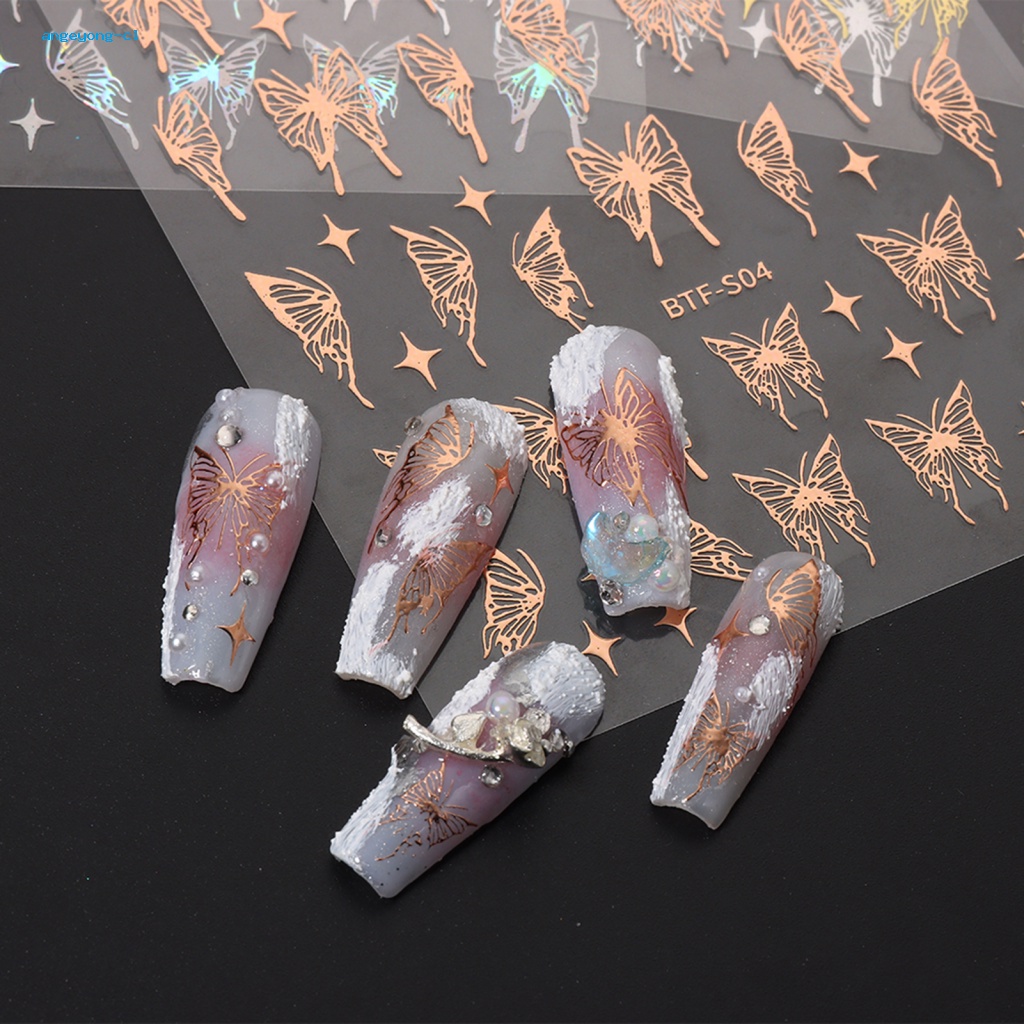 Set 2 Tờ Nhãn Dán Móng Tay Tạo Hiệu Ứng Lấp Lánh Siêu Mỏng Diy