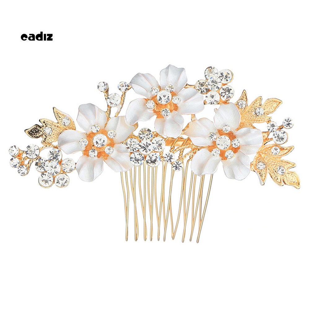 Lược Cài Tóc Hình Hoa Đính Đá Lấp Lánh Cho Cô Dâu