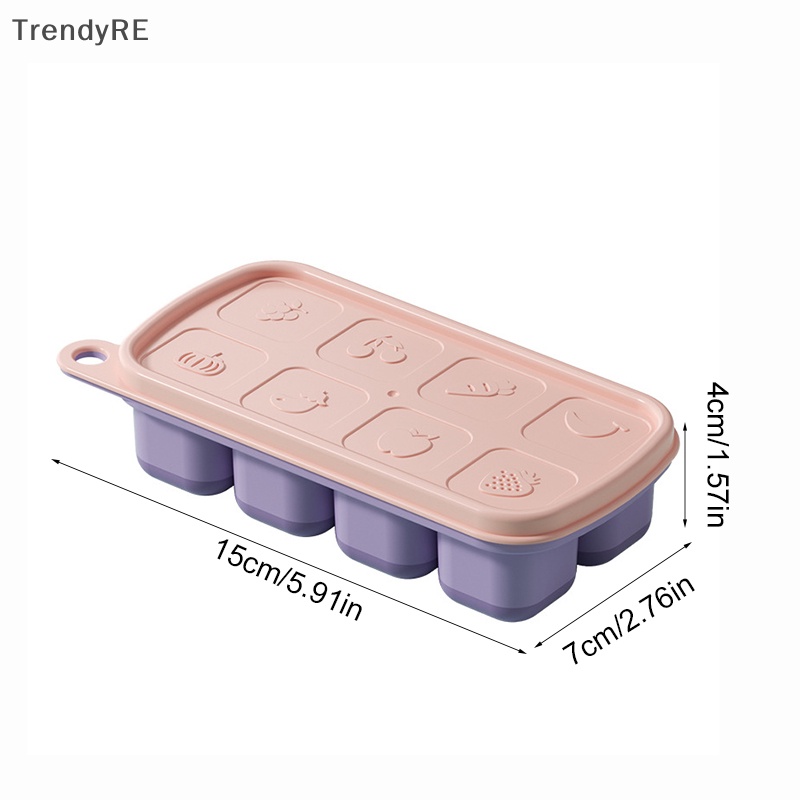 1 Khuôn Làm Đá 8 Ngăn Bằng Silicone Có Nắp Tái Sử Dụng