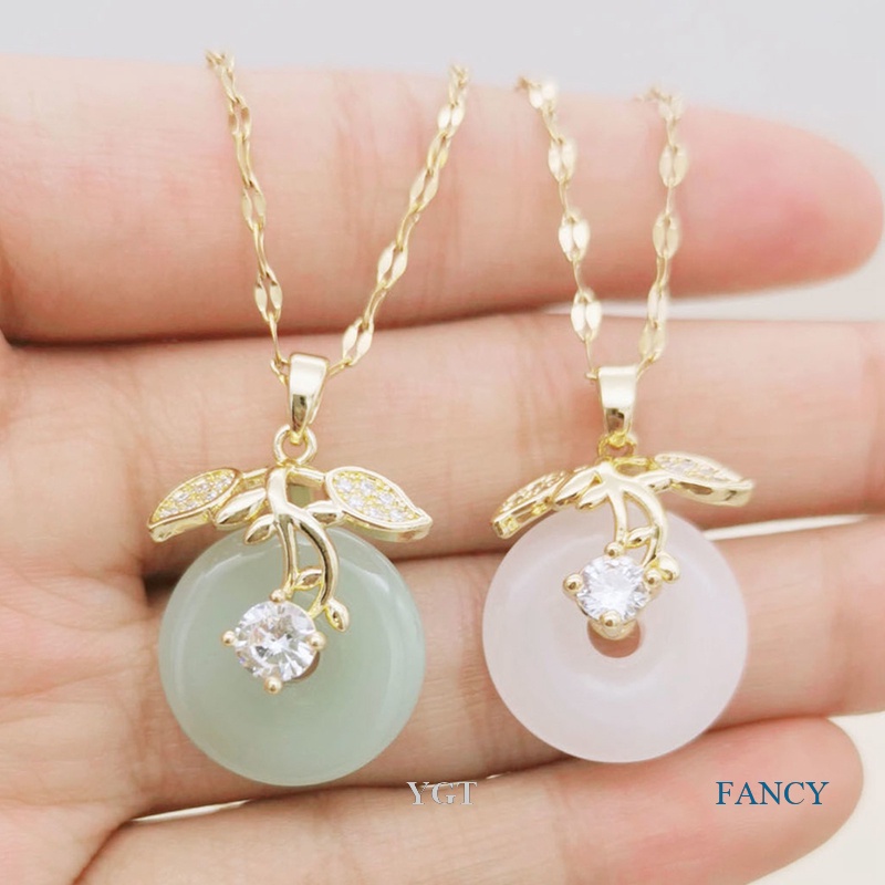 Ygt Dây Chuyền Bằng Thép Không Gỉ Mặt Khóa An Toàn Màu Xanh Bạc Hà Thanh Lịch Cổ Điển Cho Nữ