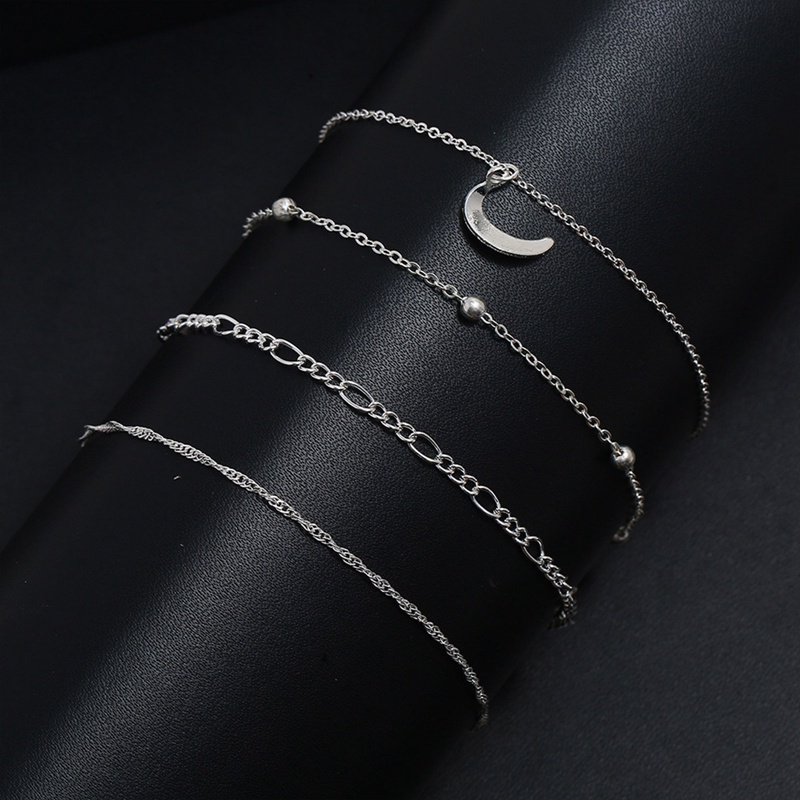 Ygt SET 4 Lắc Chân Nhiều Lớp Đính Hạt Pha Lê Phong Cách Boho Cho Nữ