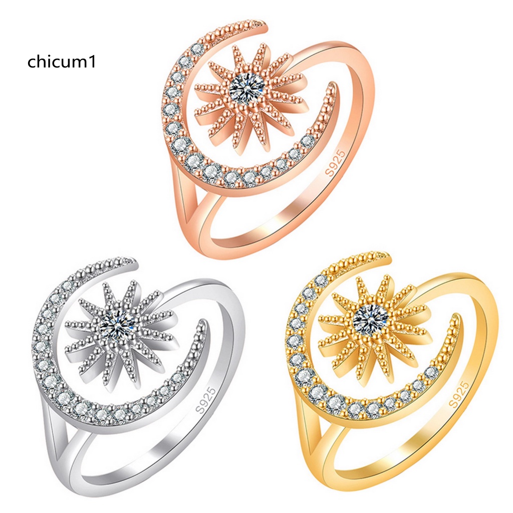 Nhẫn Hở Hình Mặt Trăng Ngôi Sao Đính Đá Thời Trang Cho Nữ