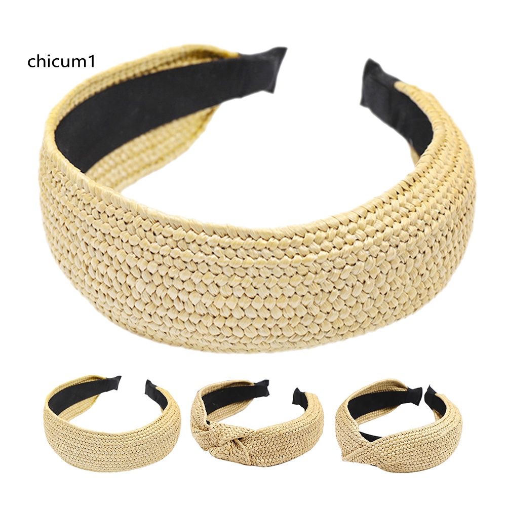 Băng Đô Đan Sợi Rơm Thời Trang Hè Cho Nữ