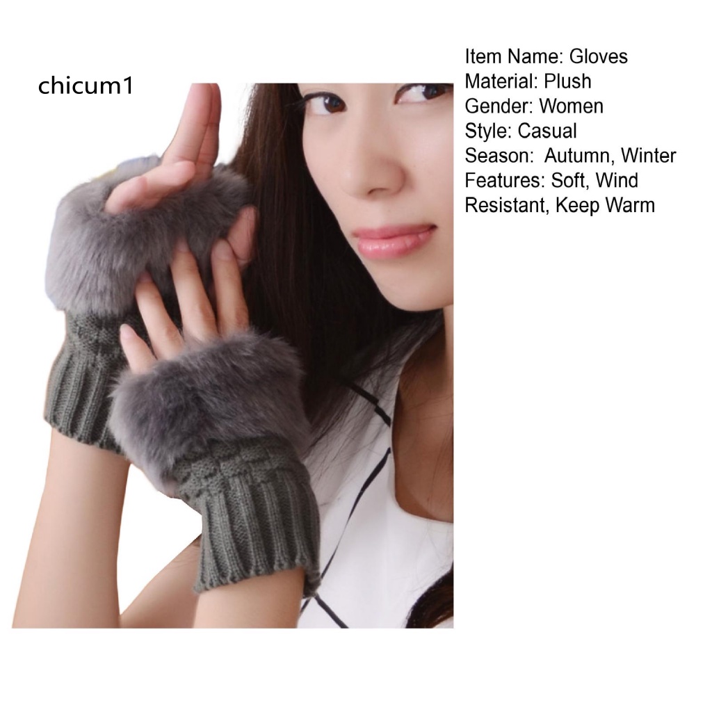 1 Đôi Găng Tay Len Hở Ngón Giữ Ấm Mùa Đông Cho Nữ