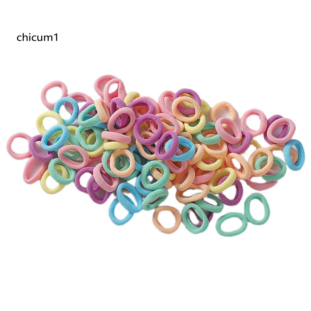 Set 100 Dây Cột Tóc Co Giãn Chống Rơi Màu Sắc Ngọt Ngào Cho Bé Gái