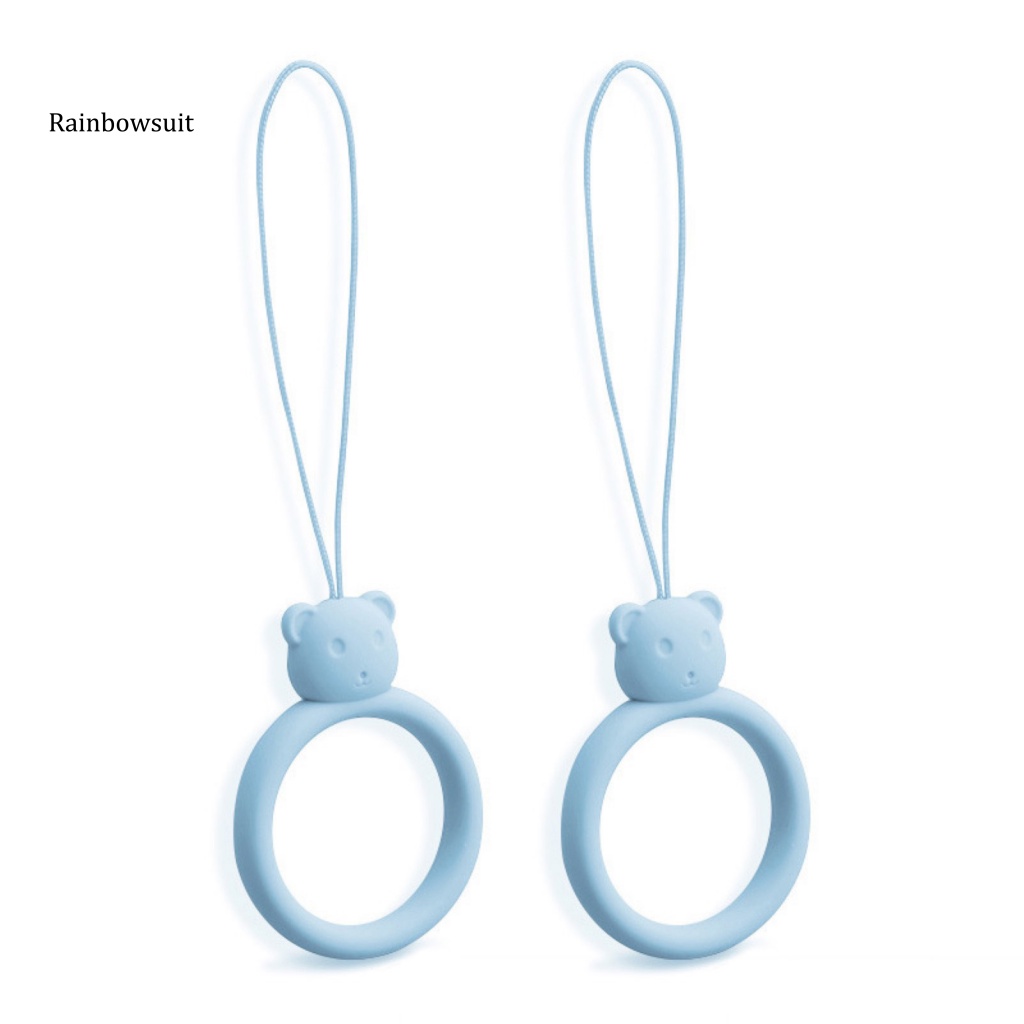 Set 2 Dây Đeo Điện Thoại Bằng Silicon Hình Gấu Hoạt Hình Thông Dụng