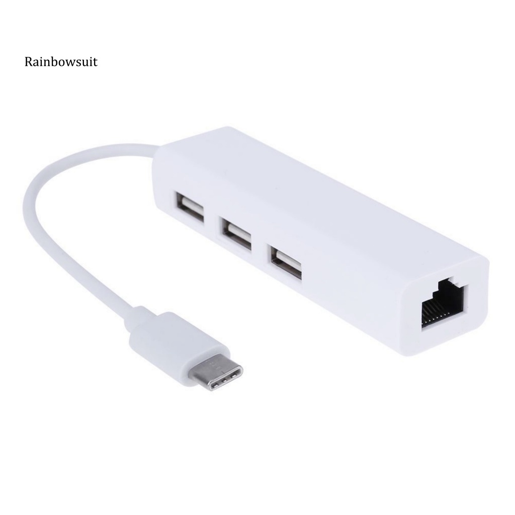 Bộ Chia Cổng USB Type-C Sang USB 20 / RJ45 Ethernet Thẻ Mạng Tốc Độ Cao Cho Máy Tính