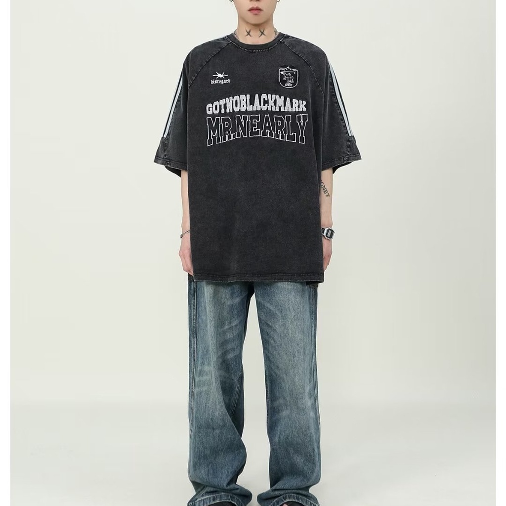 Áo Thun Unisex Tay Ngắn In Hình Phong Cách Đường Phố Cổ Điển Đường Phố Nước Giặt Rửa Được Kiểu Mỹ Mùa Hè Cho Nam Và Nữ