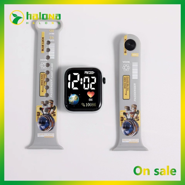 Đồng Hồ Điện Tử Đeo Tay Mặt Vuông Có Đèn Led In Hoạt Hình Halo Dành Cho Học Sinh