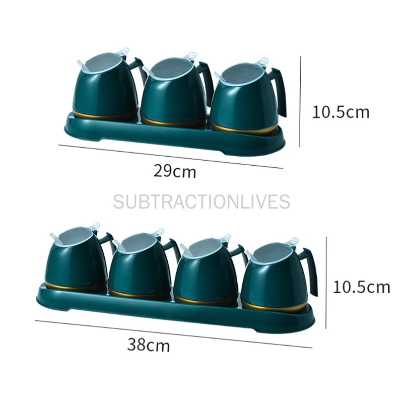 A - LIFE Bộ 4 Hũ Đựng Gia Vị Có Nắp Và Muỗng Tiện Dụng Cho Nhà Bếp