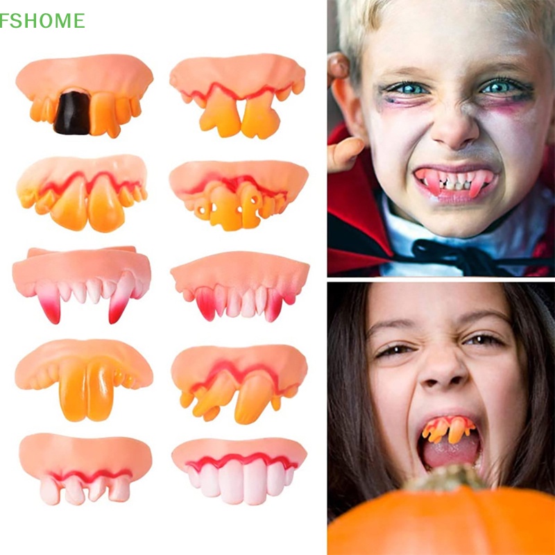 Set 10 Răng Nanh Giả Hóa Trang Ma Cà Rồng Halloween