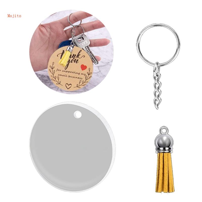 Bộ 72 / 96 Móc Khóa Bằng Acrylic Kèm Dây Tua Rua Và Vòng Nhẫn