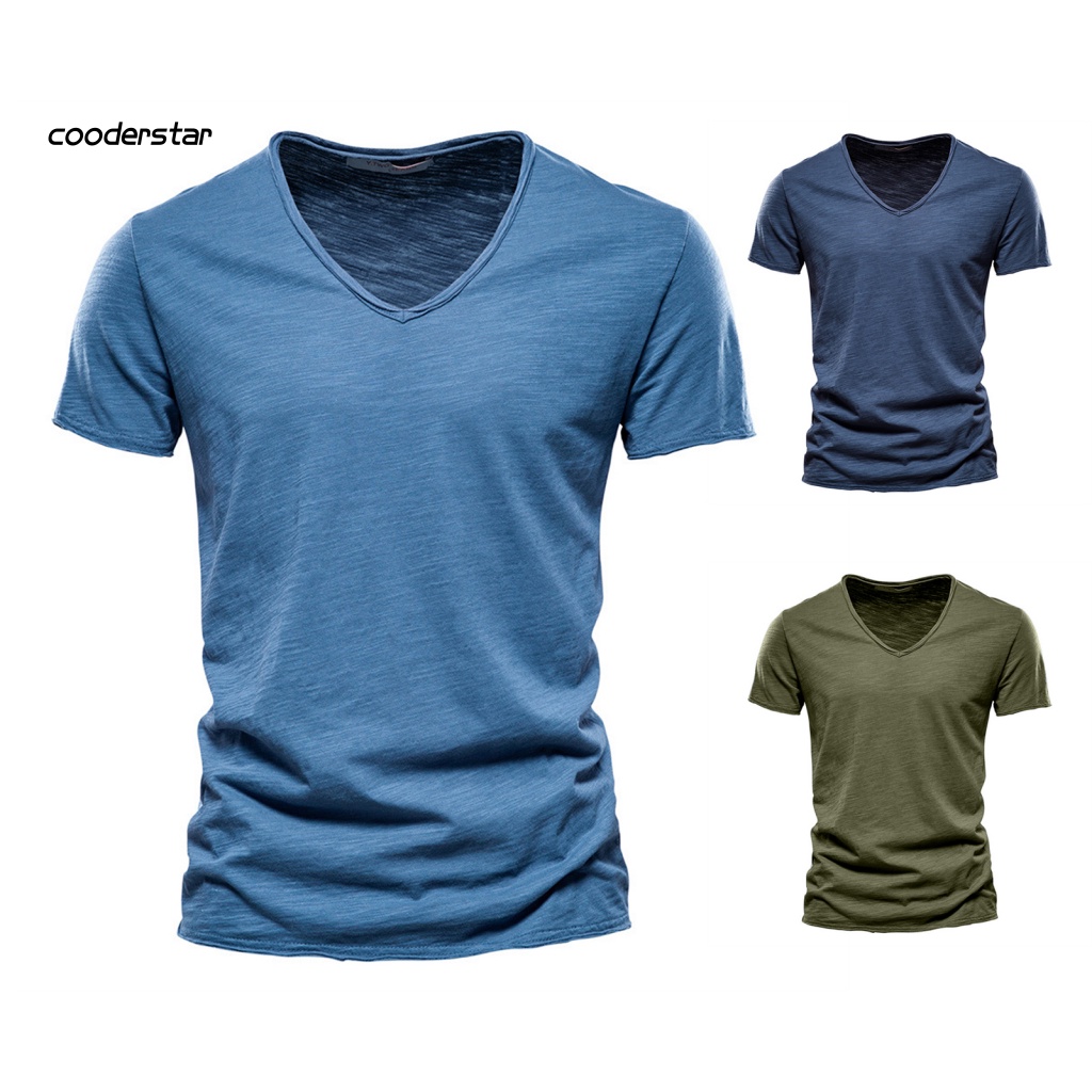 Áo Thun Tay Ngắn Cổ Tròn Màu Sắc Đơn Giản Thân Thiện Với Da Mùa Hè Cho Nam