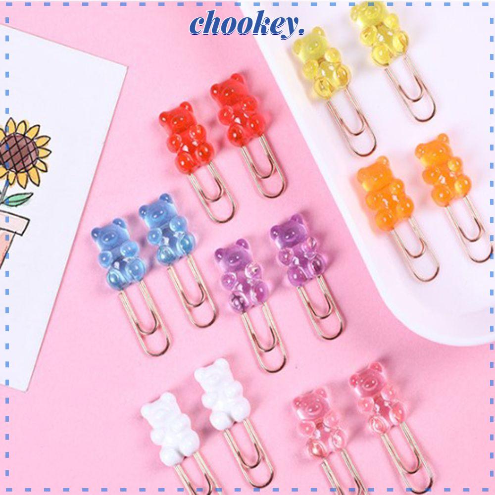 CHOOKEY Set 2 Kẹp Giấy Đánh Dấu Trang Sách Hình Gấu Màu Cầu Vồng