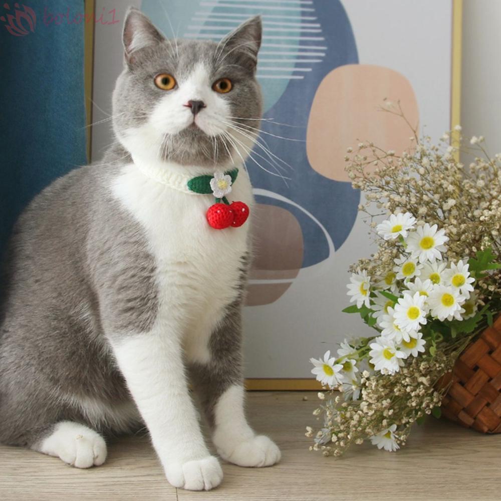 [COD] Vòng Cổ Đan Len Thủ Công Dễ Thương Có Thể Điều Chỉnh Cho Thú Cưng