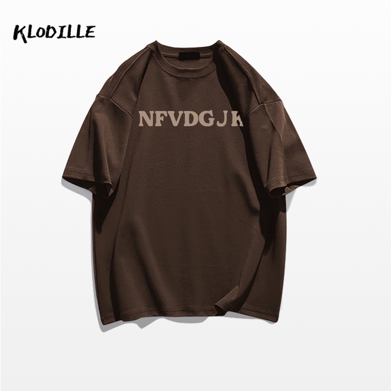 KLODILLE Áo Thun 100% Cotton Tay Ngắn Dáng Rộng In Hoạ Tiết Đơn Giản Trẻ Trung Cho Nam Giới Local Brand