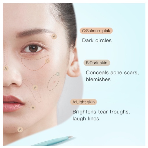 Kem Che Khuyết Điểm Ba Màu Làm Sáng Tông Màu Da Che Phủ Mụn Lâu Trôi 5g Standard Size