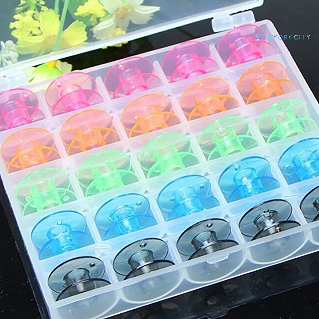 Hộp 25 Suốt Chỉ Bằng Nhựa Nhiều Màu Sắc