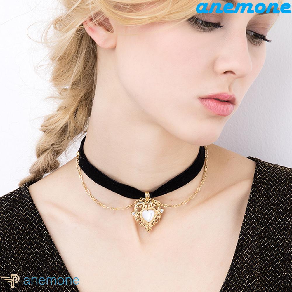 ANEMONE Vòng cổ Mặt Hình Trái Tim Phong Cách Vintage Cho Nữ